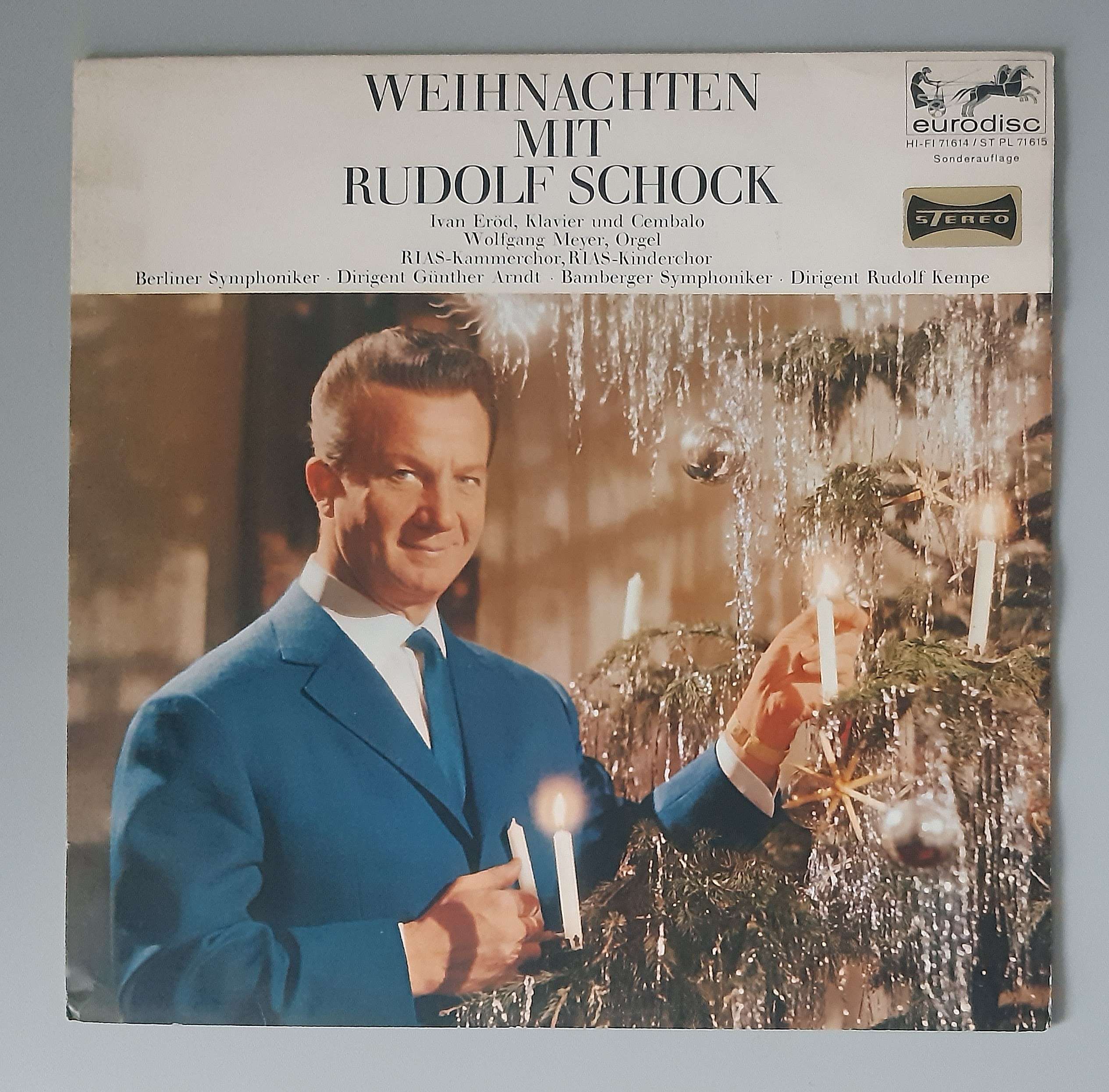 Rudolf Schock – "Weihnachten Mit Rudolf Schock" (Eurodisc – 71 615) Cover Vorderseite
