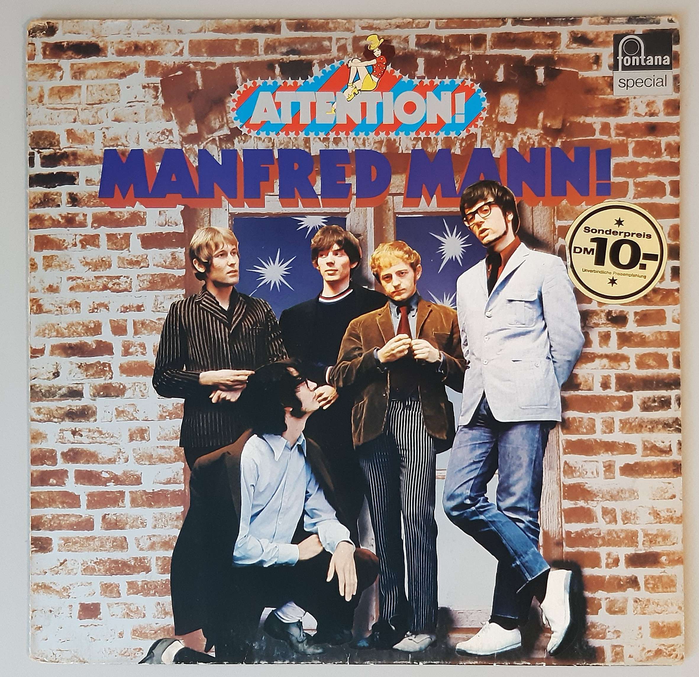 Manfred Mann – "Attention! Manfred Mann!" (Fontana – 6438 063) Cover Vorderseite
