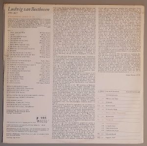 Ludwig van Beethoven "25 Schottische Lieder Op. 108 (Mit Begleitung Von Klavier... (ETERNA – 8 26 385) Cover Rückseite