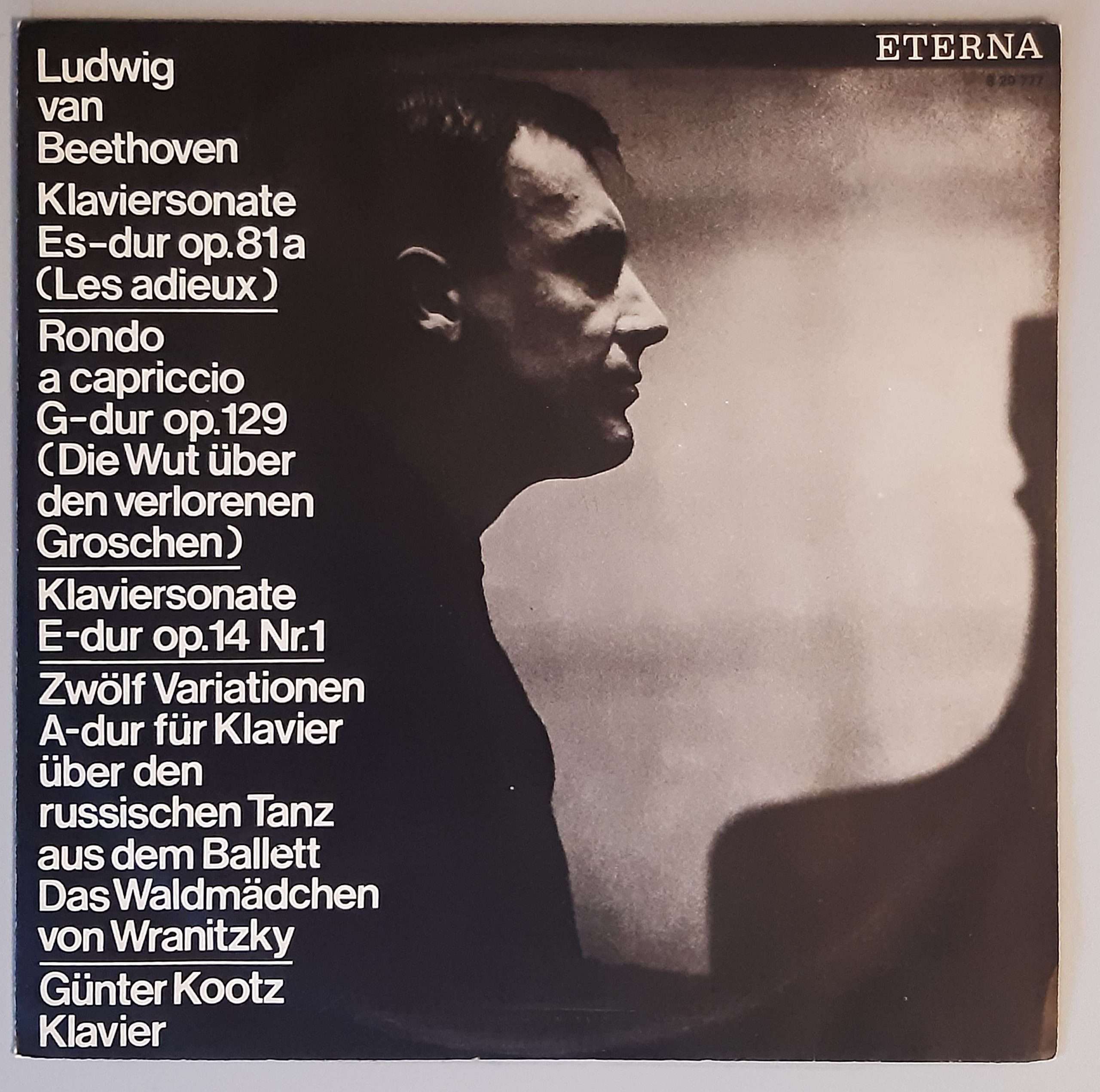 L. v. Beethoven "Klaviersonate Es-dur Op. 81a (Les Adieux) / Rondo A Capriccio ... (ETERNA – 8 20 777) Cover Vorderseite