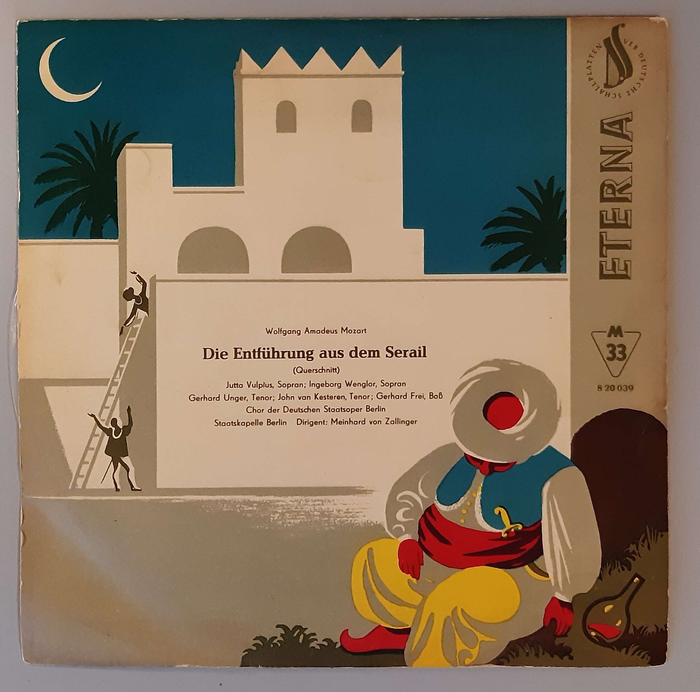 Wolfgang Amadeus Mozart – "Die Entführung Aus Dem Serail (Querschnitt)" (Eterna 8 20 039) Cover Vorderseite