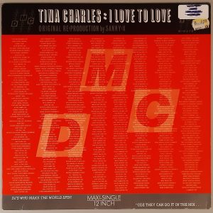 Tina Charles – "I Love To Love (Original Re Production By Sanny-X)" (Arista – 609 066) Cover Vorderseite