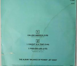 Electric Light Orchestra- "Calling America" (Jet Records – A 12.6844) Cover Rückseite Electric Light Orchestra- "Calling America" (Jet Records – A 12.6844) Cover Rückseite