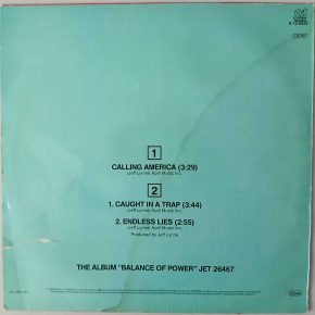 Electric Light Orchestra- "Calling America" (Jet Records – A 12.6844) Cover Rückseite Electric Light Orchestra- "Calling America" (Jet Records – A 12.6844) Cover Rückseite