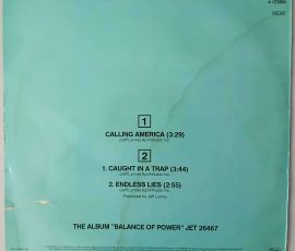 Electric Light Orchestra- "Calling America" (Jet Records – A 12.6844) Cover Rückseite Electric Light Orchestra- "Calling America" (Jet Records – A 12.6844) Cover Rückseite