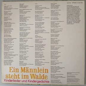 Various – "Ein Männlein Steht Im Walde- Kinderlieder Und Kindergedichte" (ETERNA – 8 35 038) Cover Rückseite Various – "Ein Männlein Steht Im Walde- Kinderlieder Und Kindergedichte" (ETERNA – 8 35 038) Cover Rückseite