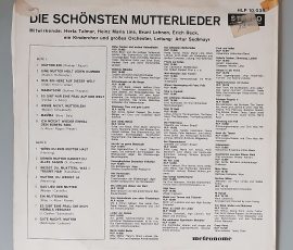 Various – "Die Schönsten Mutterlieder" (Metronome – HLP 10 038) Cover Rückseite Various – "Die Schönsten Mutterlieder" (Metronome – HLP 10 038) Cover Rückseite