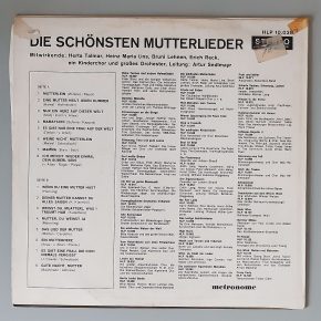 Various – "Die Schönsten Mutterlieder" (Metronome – HLP 10 038) Cover Rückseite Various – "Die Schönsten Mutterlieder" (Metronome – HLP 10 038) Cover Rückseite