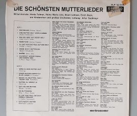 Various – "Die Schönsten Mutterlieder" (Metronome – HLP 10 038) Cover Rückseite Various – "Die Schönsten Mutterlieder" (Metronome – HLP 10 038) Cover Rückseite