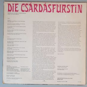 Emmerich Kálmán – Die Csárdásfürstin" (Amiga – 8 45 090) Cover Rückseite Emmerich Kálmán – Die Csárdásfürstin" (Amiga – 8 45 090) Cover Rückseite