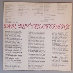 Karl Millöcker – "Der Bettelstudent" (Querschnitt) (AMIGA – 8 45 066) Cover Rückseite Karl Millöcker – "Der Bettelstudent" (Querschnitt) (AMIGA – 8 45 066) Cover Rückseite