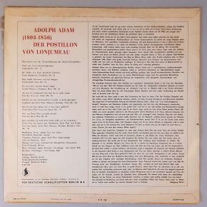Adolphe Adam – "Der Postillon Von Lonjumeau (Opernquerschnitt)" (ETERNA – 8 20 397) Cover Rückseite Adolphe Adam – "Der Postillon Von Lonjumeau (Opernquerschnitt)" (ETERNA – 8 20 397) Cover Rückseite