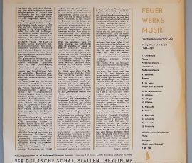 Georg Friedrich Händel – "Feuerwerksmusik (Orchesterkonzert" (ETERNA – 7 20 190) Cover Rückseite Georg Friedrich Händel – "Feuerwerksmusik (Orchesterkonzert" (ETERNA – 7 20 190) Cover Rückseite