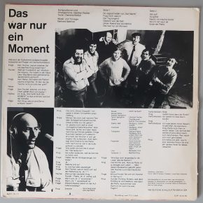Manfred Krug , Musik Von Günther Fischer– "Das War Nur Ein Moment" (AMIGA – 8 55 216) Cover Rückseite